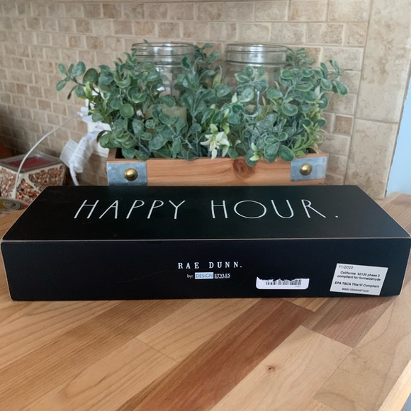 RAE DUNN “HAPPY HOUR/IN A MEETING” BLACK WOOD SIGN - Picture 6 of 7